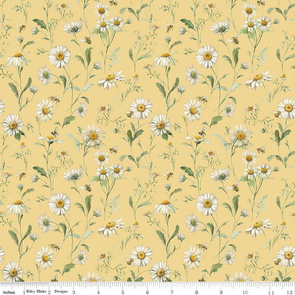 Fabric Daises YELLOW from LOVE ME MORE Collection from Riley Blake Designs, CD15633-YELLOW
