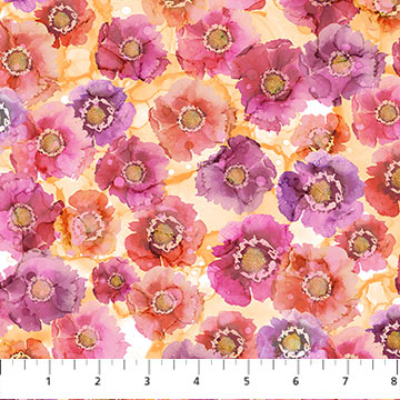 Fabric SMALL FLORAL PINK ORANGE DP27503-22 from DRAGONFLY DANCE Collection by Deborah Edwards and Melanie Samra for Northcott