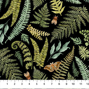 Fabric LARGE FERNS BLACK DP27511-99 from WILD HARVEST Collection by Deborah Edwards for Northcott Fabrics