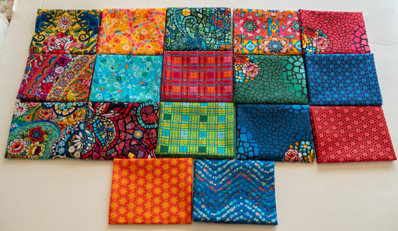 Fabric Bundle of 17 Fat 1/4s from MURANO Collection, by Odile Bailleoul For Free Spirit Fabrics