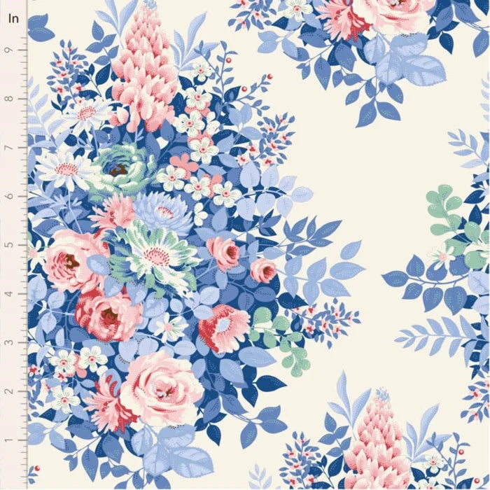 SOMETHING BLUE Collection by TILDA, Fabric WHYMSYFLOWER CREAM, TIL100665