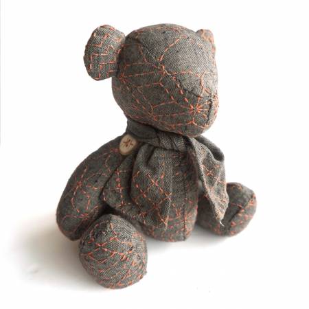 Sashiko Teddy Bear Nep Yarn Dyed Fabric Brown # KNP22-06BR from QH Textiles