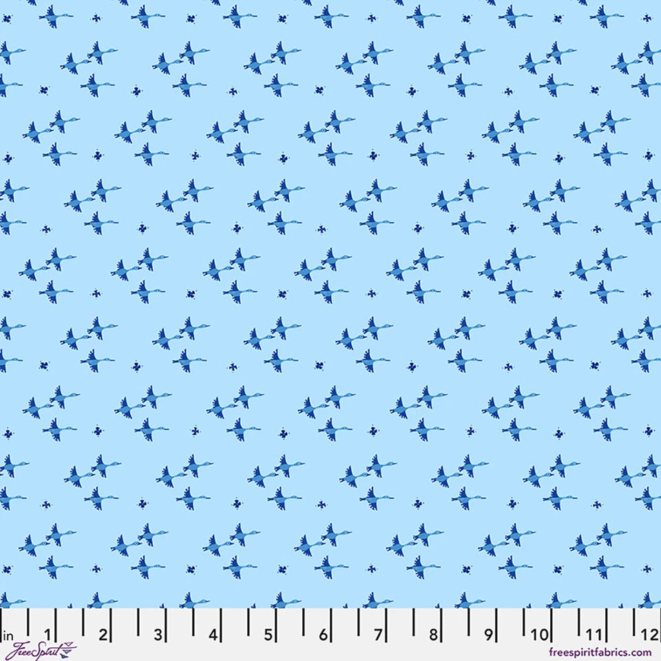 Fabric FLYING SOUTH AZUL, from AZUL Collection by Adam Trest, PWAT022.AZUL