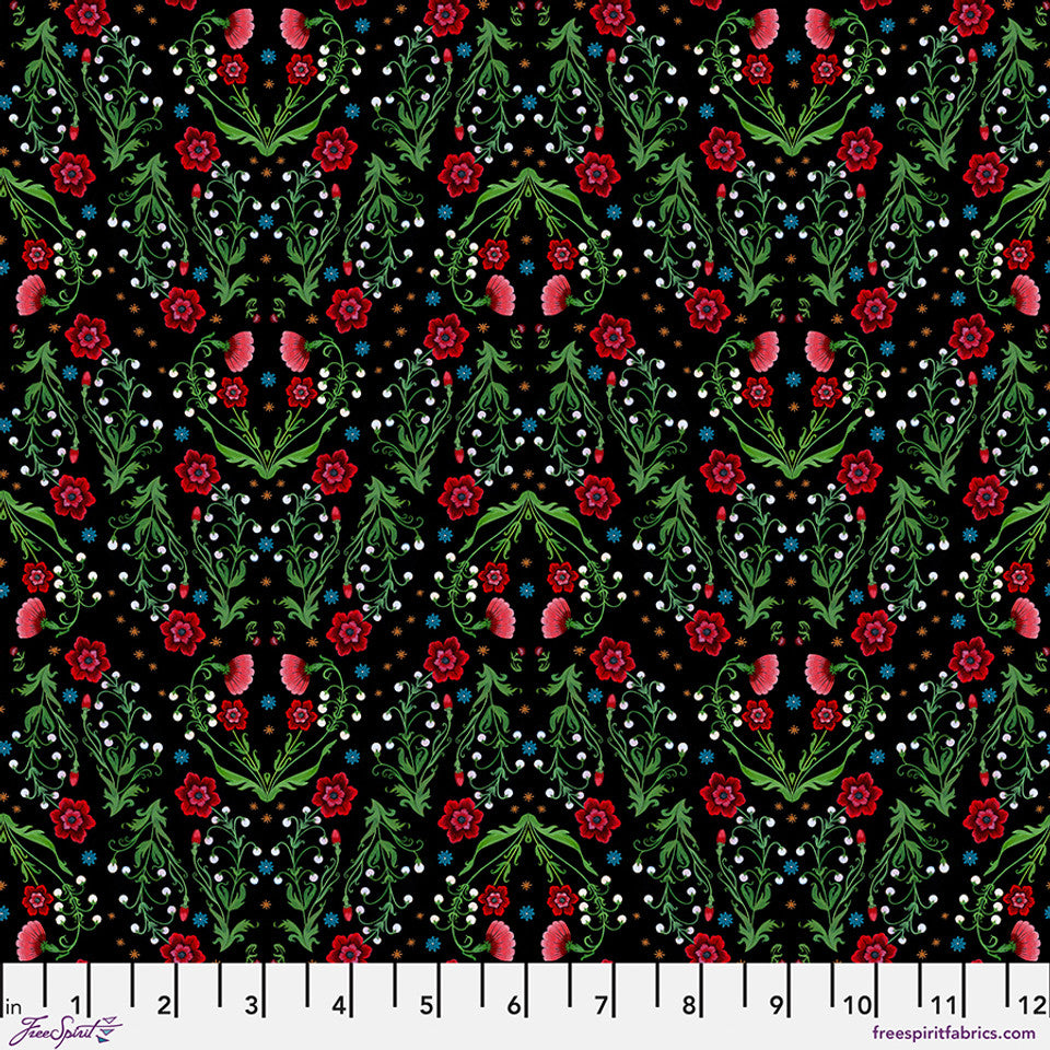 Fabric VICTORIAN GARDEN BLACK from NOCTURNAL CREATURES Collection by Maria Matos PWMM006.BLACK