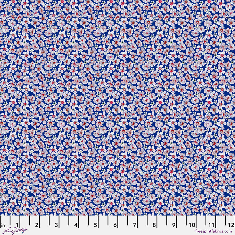 Fabric CHERRY BLOSSOMS BLUE from NOCTURNAL CREATURES Collection by Maria Matos PWMM012.BLUE