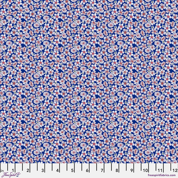 Fabric CHERRY BLOSSOMS BLUE from NOCTURNAL CREATURES Collection by Maria Matos PWMM012.BLUE