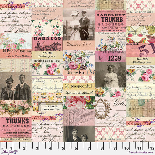 Fabric PINK - COLLAGE, PWTH210.PINK, from Palette Pink Collection Designed by Tim Holtz