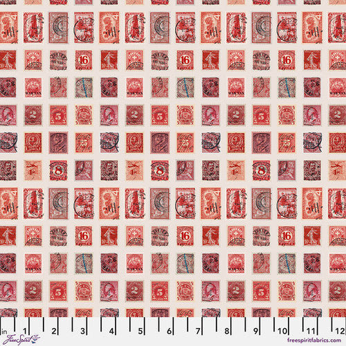 Fabric RED - STAMPS, PWTH221.RED, from Palette RED Collection Designed by Tim Holtz