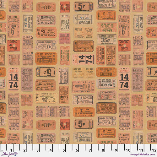 Fabric ORANGE-TICKETS, PWTH232.ORANGE, from Palette ORANGE Collection by Tim Holtz