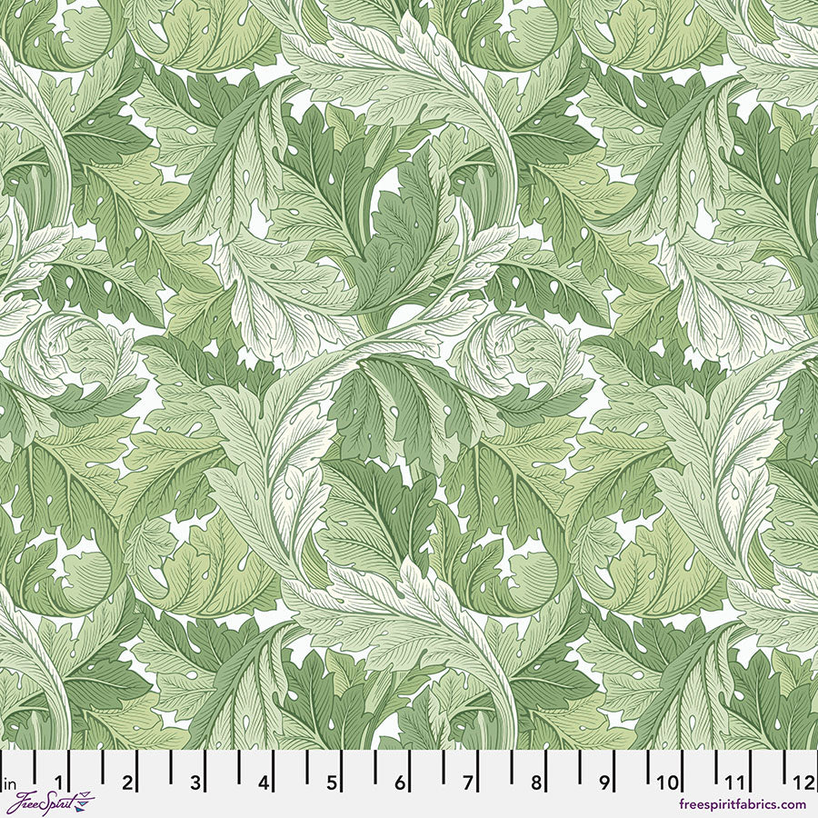Fabric ACANTHUS GREEN, from Leicester Collection, Original Morris & Co for Free Spirit, PWWM027.GREEN