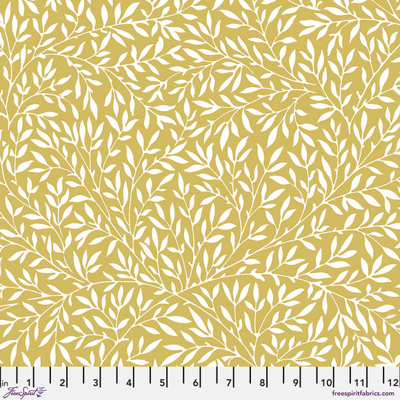 Fabric STANDEN LILY YELLOW, from Leicester Collection, Original Morris & Co for Free Spirit, PWWM081.YELLOW