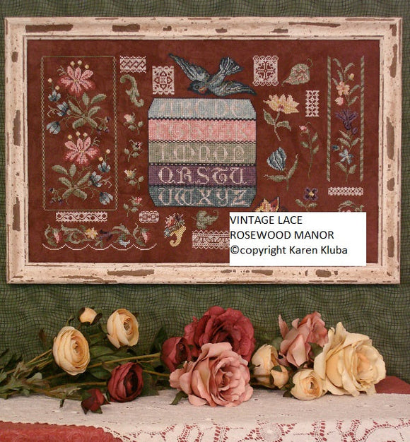 Cross-Stitch Sampler Pattern VINTAGE LACE by Karen Kluba from Rosewood Manor, S-1170