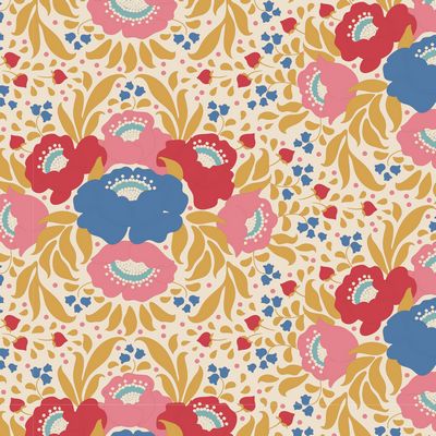 Fabric JUBILEE-AUTUMN BOUQUET MUSTARD by TILDA, TIL100548