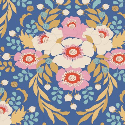 Fabric JUBILEE-ANEMONY BLUE by TILDA, TIL100551