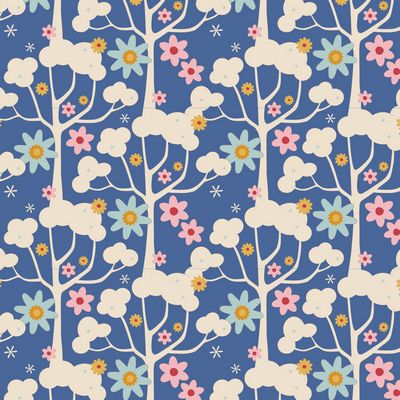 Fabric JUBILEE-WILDGARDEN BLUE by TILDA, TIL100552