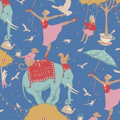 Fabric CIRCUS LIFE JUBILEE BLUE by TILDA, TIL100553