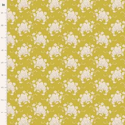 Fabric SUNDAY BRUNCH WHITE FLOWER SOUR YELLOW by TILDA, TIL100590