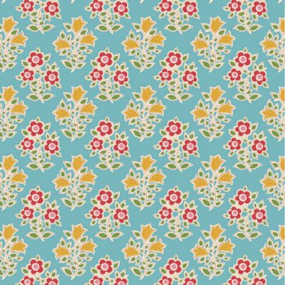 Fabric FARM FLOWERS TEAL, blenders for JUBILEE Collection by TILDA, TIL110103