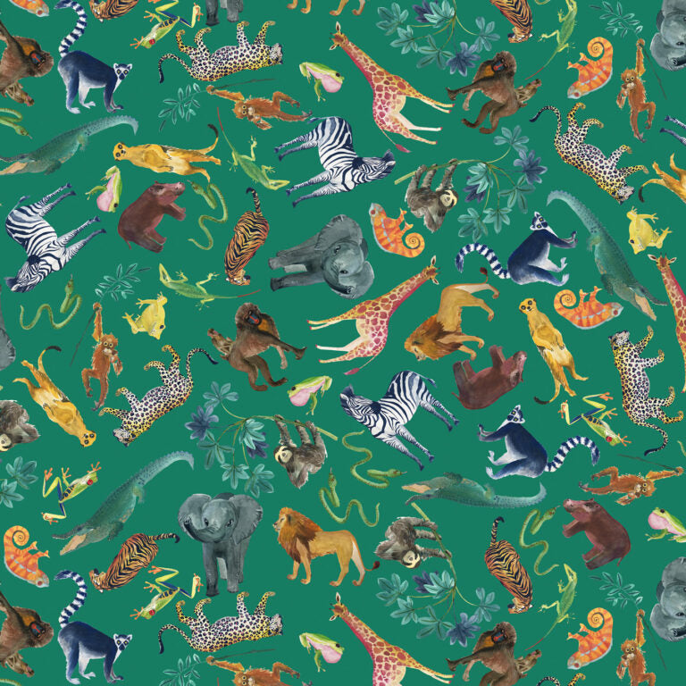 Fabric ANIMAL JIGSAW - JUNGLE - WB081, from SAFARI Collection by Lewis and Irene