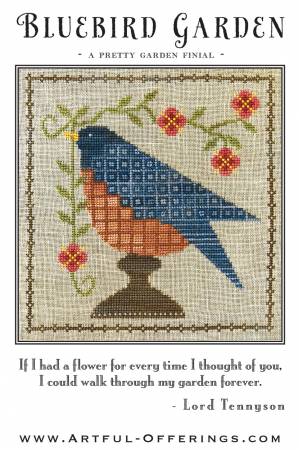 Cross-Stitch Sampler Pattern BLUEBIRD GARDEN # XS18163 by Artful Offerings