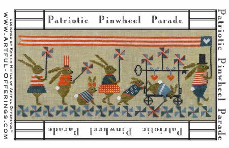 Cross-Stitch Sampler Pattern PATRIOTIC PINWHEEL PARADE # XS22189 by Artful Offerings