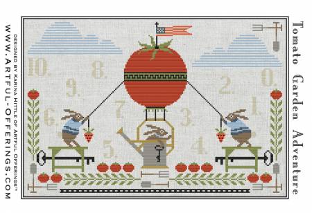 Cross-Stitch Sampler Pattern TOMATO GARDEN ADVENTURE # XS22190 by Artful Offerings