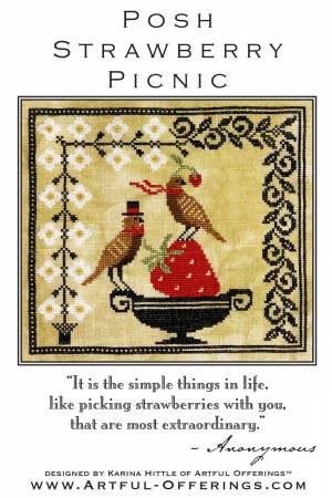 Cross-Stitch Sampler Pattern POSH STRAWBERRY PICNIC Sampler # XS23196 by Artful Offerings