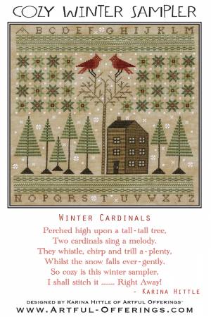 Cross-Stitch Sampler Pattern COZY WINTER SAMPLER # XS24204 by Artful Offerings