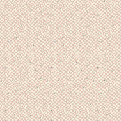 Fabric DV7433 CREAM CHECKS ON PINK, from SLOW AND STEADY Collection by Anni Downs for Devonstone, Australia