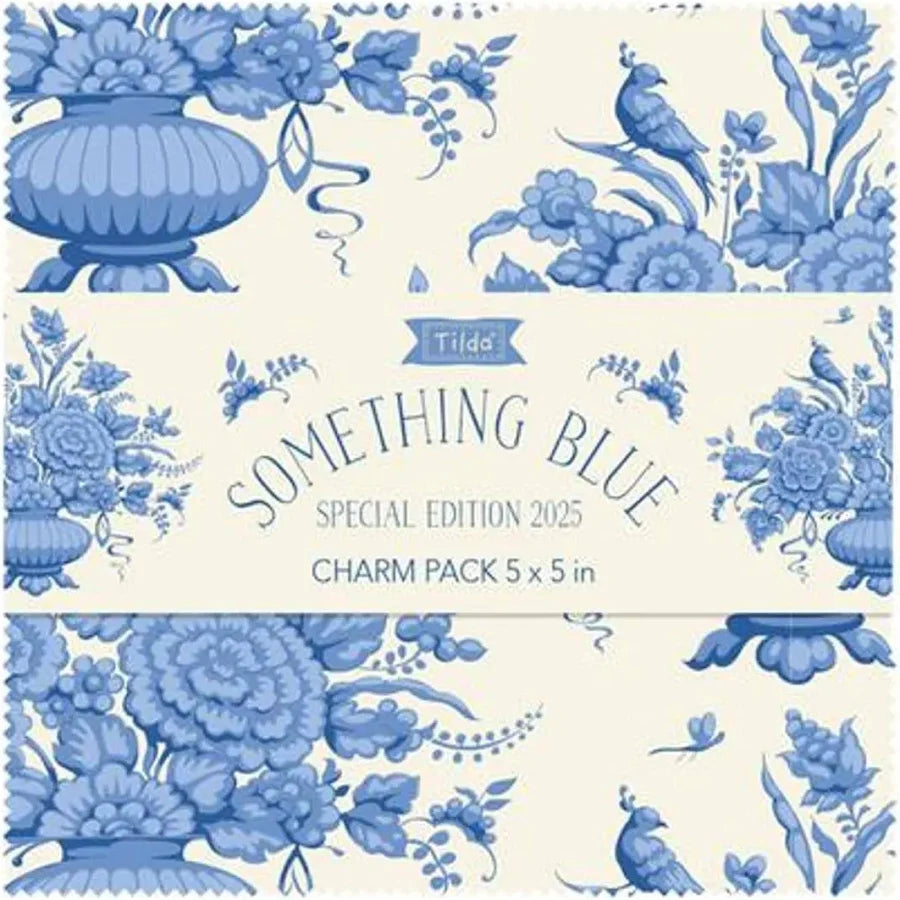 Fabric, Charm pack 40 pieces, 5"x5" each from Tilda, SOMETHING BLUE Collection, TIL300267