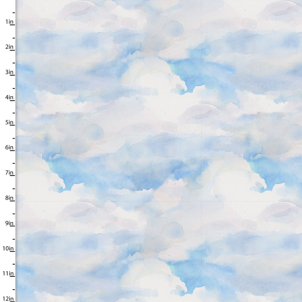 Clouds Quilting Fabric from the Sunflower Stampede Collection by John Keeling from 3 Wishes, 16599-BLU-CTN-D