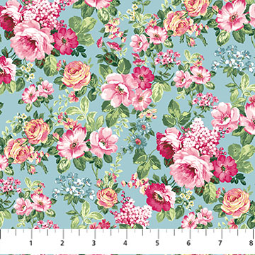 Fabric Feature Floral Blue multi 24897-44  from the Tea for Two Collection by Northcott Studio