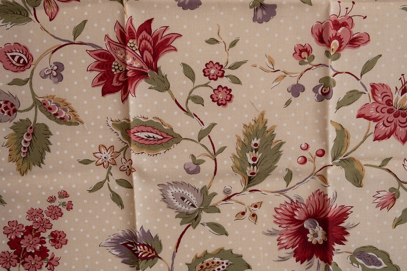 Quilting Fabric Jardin de Versailles by French General for Moda, Pattern# 13810, Field of Flowers, Cream
