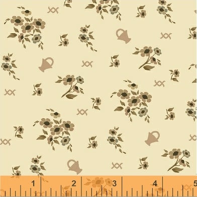 French Armoire, Blooms in My Basket Quilting Fabric from L'Atelier Perdu for Windham Fabrics, 51551-3, Cream