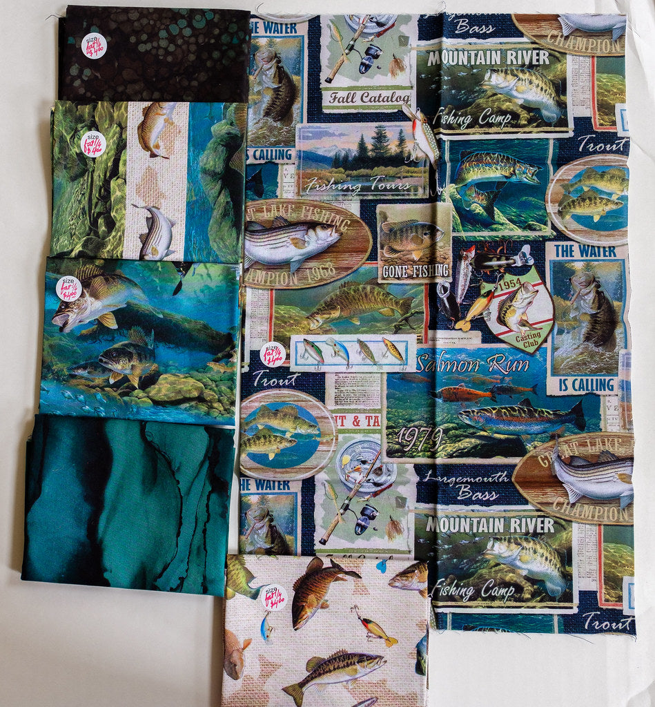 Fabric Bundle of 7 Fat 1/4s from Hooked Collection, by Al Agnew For Northcott Fabrics