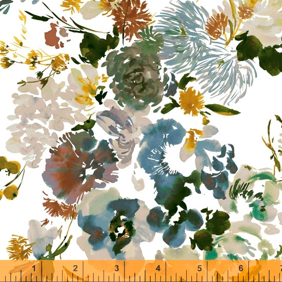 Wildflower Collection, Wild Flower, Teal Cotton Fabric by Kelly Ventura for Windham, 52251-2