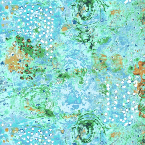 Spotted Graffiti Sea Glass Quilting Fabric from Marcia Derse for Windham Fabrics, 52814D-4
