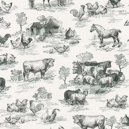 Fabric AGBD-18645-2 BLACK from Down On The Farm Collection, from Robert Kaufman
