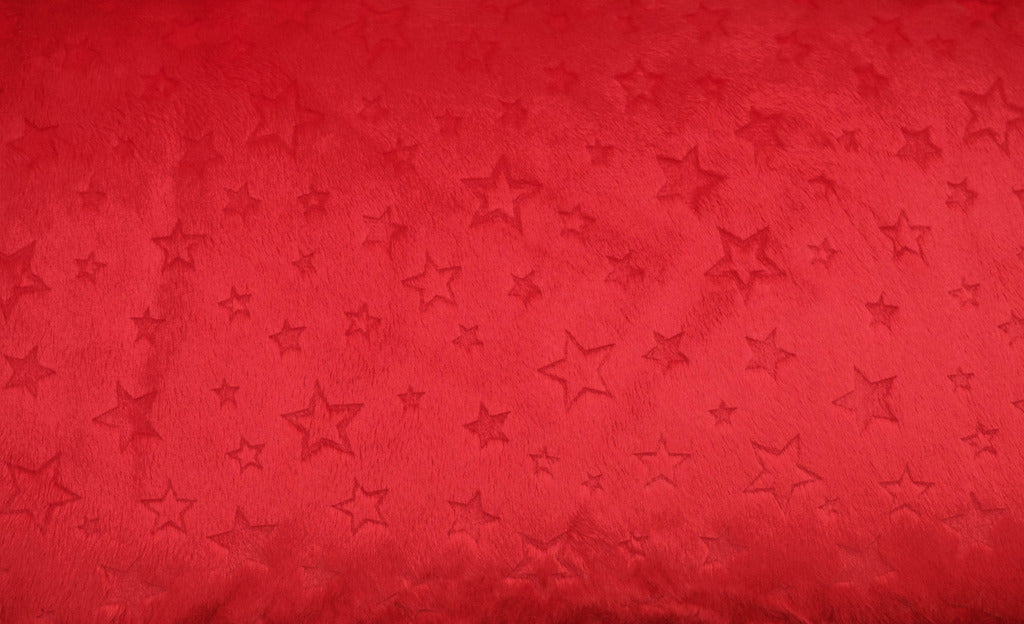 Shannon Fabrics Cuddle Embossed Stars 58-60" Wide, Red