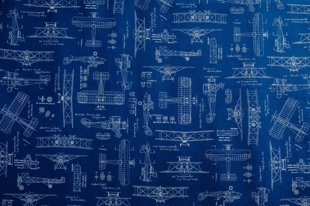 Fabric Indigo from Vintage Blueprints Collection from Robert Kaufman,  ACV-15674-4