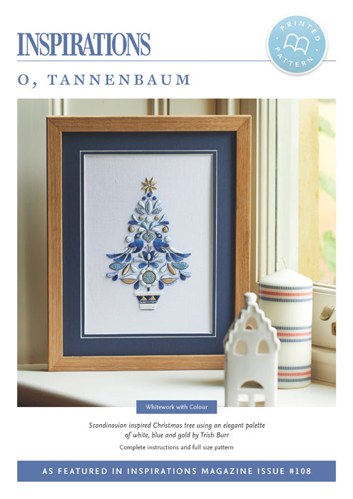 Pattern i108, O, TANNENBAUM by Trish Burr for Inspiration Studios, Featuring Whitework with color Embroidery
