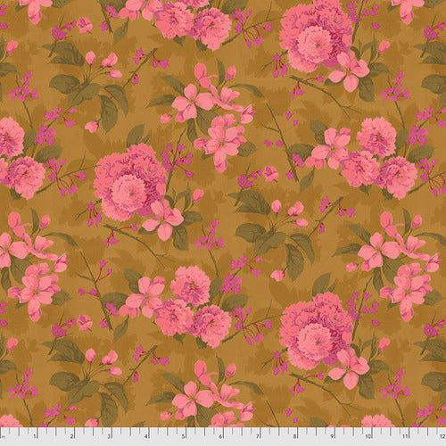 Fabric Little Spring Trees, Gold, from TREES Collection for Free Spirit, PWMN013.GOLD