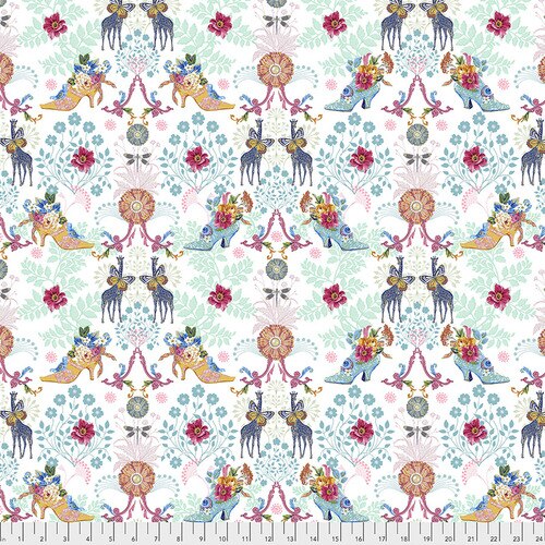 Fabric Royal Expedition, small, by Odile Bailloeul from Jardin de la Reine Collection for Free Spirit, PWOB038 WHITE