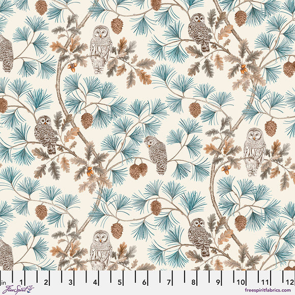 Fabric Owlswick, color Linen from the Woodland Blooms Collection, by Sanderson for Free Spirit, PWSA039.LINEN