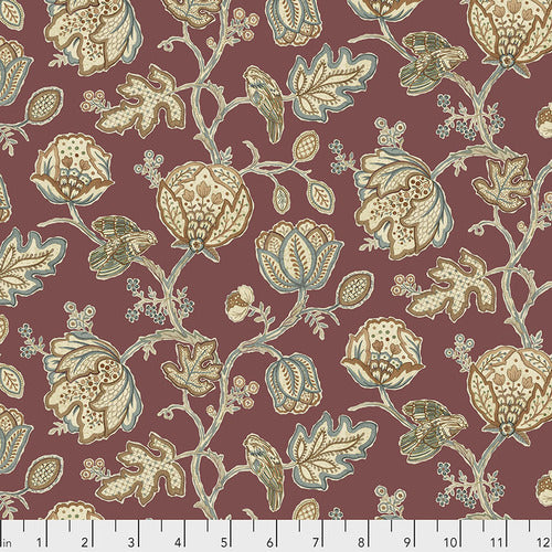 Fabric Theodesia - Red  from Orkney Collection, Original Morris & Co for Free Spirit, PWWM043.RED