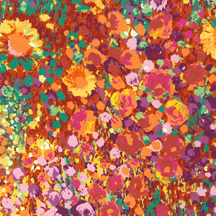 Quilting Fabric SRKD-19148-193 SUMMER from the Painterly Petals Collection from Robert Kaufman Fabrics