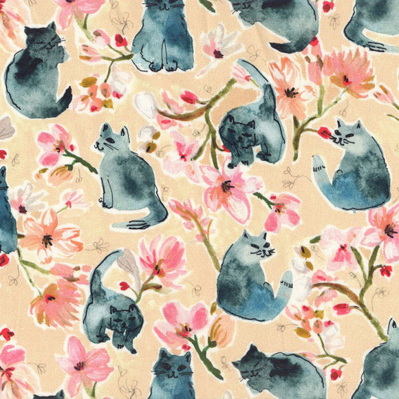 Fabric Tokyo Zen Kitty from Zen Kitty Collection by Dear Stella, Color: Multi